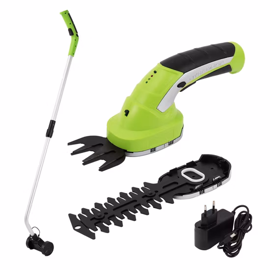 2-in-1-Mini-Elektro-Akku-Grasschere und Heckenschere mit Verlängerungsstange